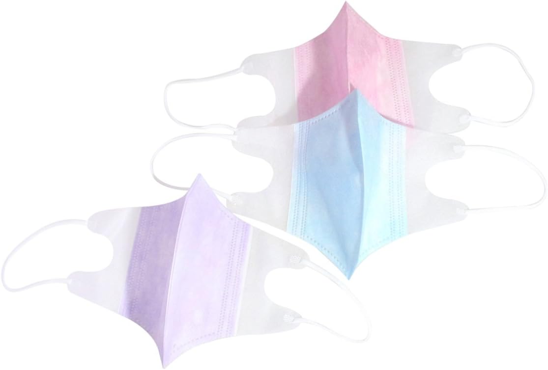 Multicolor Antibacterial Anti-Dust Disposable Face Mask, Medium - Three Layer/Blue, Pink and Purple, Total 150pcs