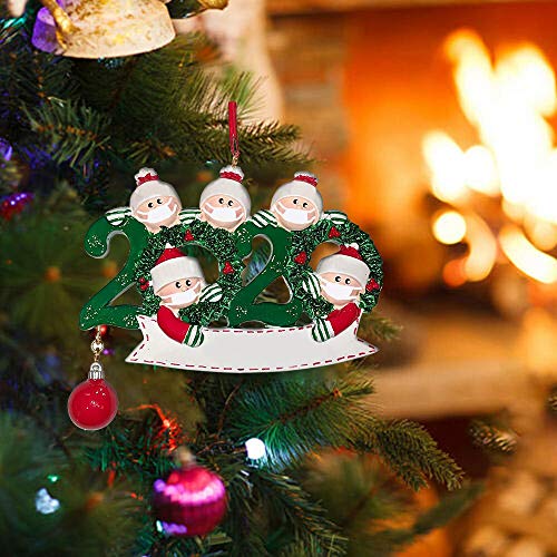 EKUPUZ 2020 Personalized Christmas Hanging Ornaments,with Mask Writable Ornaments Snowman Christmas Decorating Kit Creative Gift DIY Name, Family Ornament Christmas Decorations