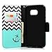 MOLLYCOOCLE Galaxy S7 Edge Case, Big Deals Stand Wallet Case Credit Card Holders Design Flip Folio TPU Soft Inner Bumper PU Leather Ultra-Slim Protective Cover for Samsung Galaxy S7 Edge, Wavy Anchor