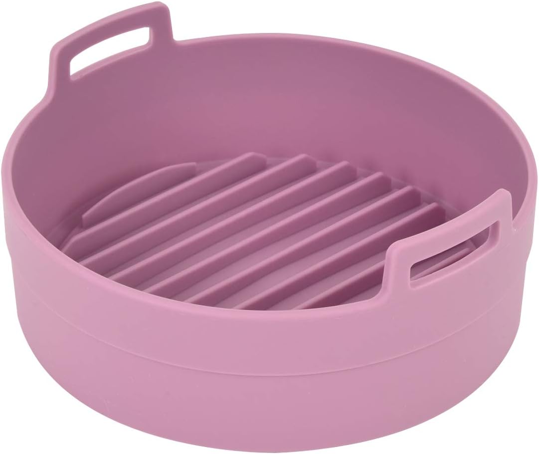JNE Reusable Heat Resistant Food Safe Silicone Bowl/Pot for Air Fryer and Microwave (PINK - 7.5inch in diameter)