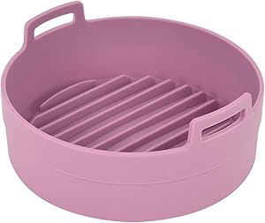 JNE Reusable Heat Resistant Food Safe Silicone Bowl/Pot for Air Fryer and Microwave (PINK - 7.5inch in diameter)