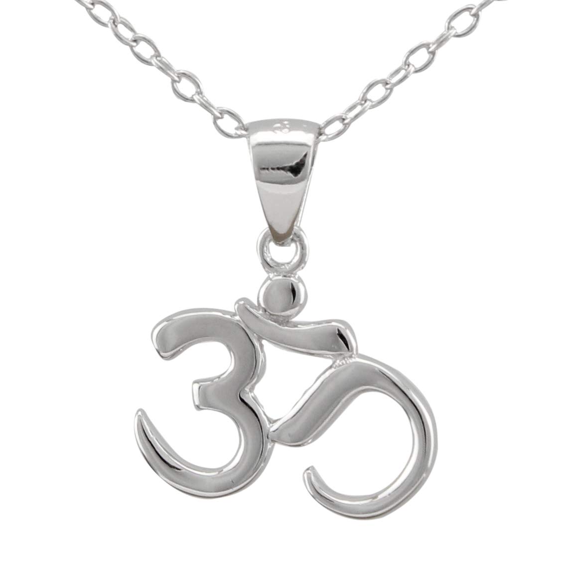 Serebra Jewelry Om Namaste Pendant Necklace 925 Sterling Silver Hindu Hinduism Buddha Buddhism Women Men