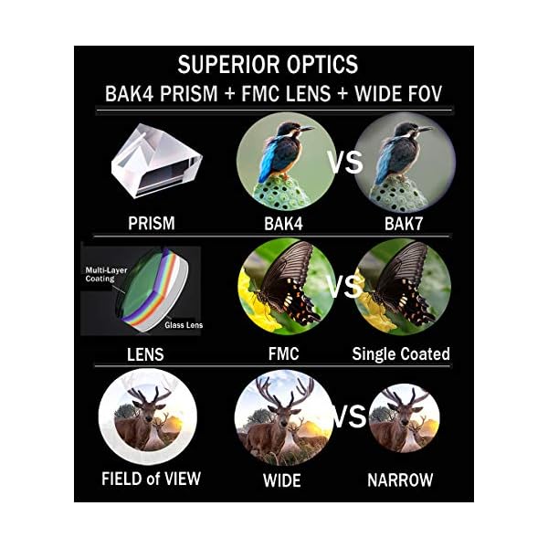 Gosky Fernglas für Erwachsene, 10 x 42, Ultra HD, Profi-Fernglas für Vogelbeobachtung, Reisen, Sternenbeobachtung, Jagd… – Bild 6
