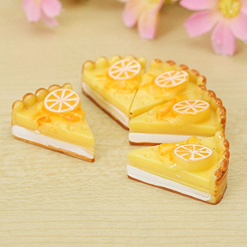 Miniature Cake - 5 Pieces/Set Miniature Resin Cake Pizza Resin Cabochons Doll Toy Decoration for Scrapbook Phone DIY Hair Bow Accessory 30x22mm - Thumbnail 2