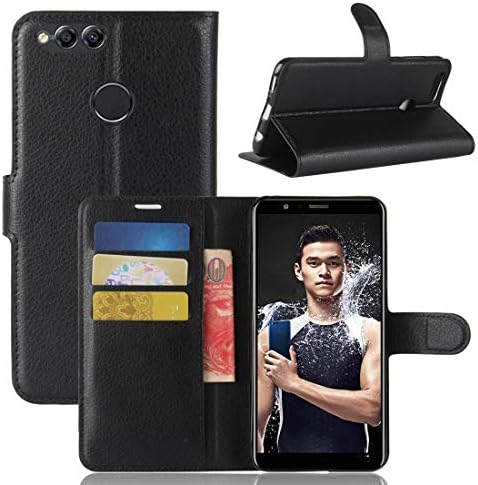 TANNGDIFNJAUN Leather case for Huawei Honor Play 7X Litchi Texture Horizontal Flip Leather Case with Holder & Card Slots & Wallet (Black) Cell Phones Accessories (Color : Black)