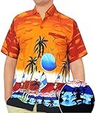 La Leela Hawaiian Shirt For Men Short Sleeve Front-Pocket Aloha Shirt Orange
