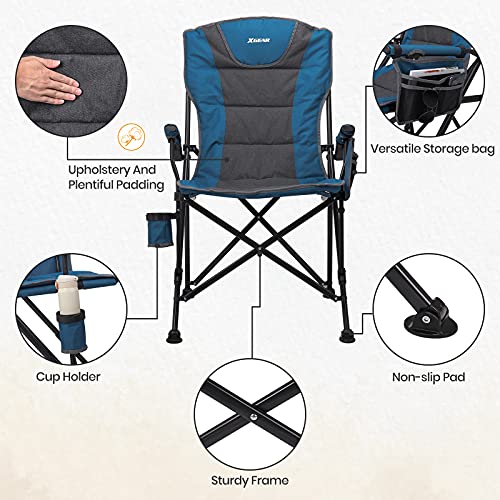 XGEAR Oversized Camping Chair Folding Camp Chair with Padded Hard