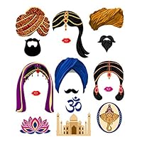 picwrap Indian Photo Booth Party Props Bollywood Indian Photo Booth Props DIY Must Cut and Glue Item Digital Print