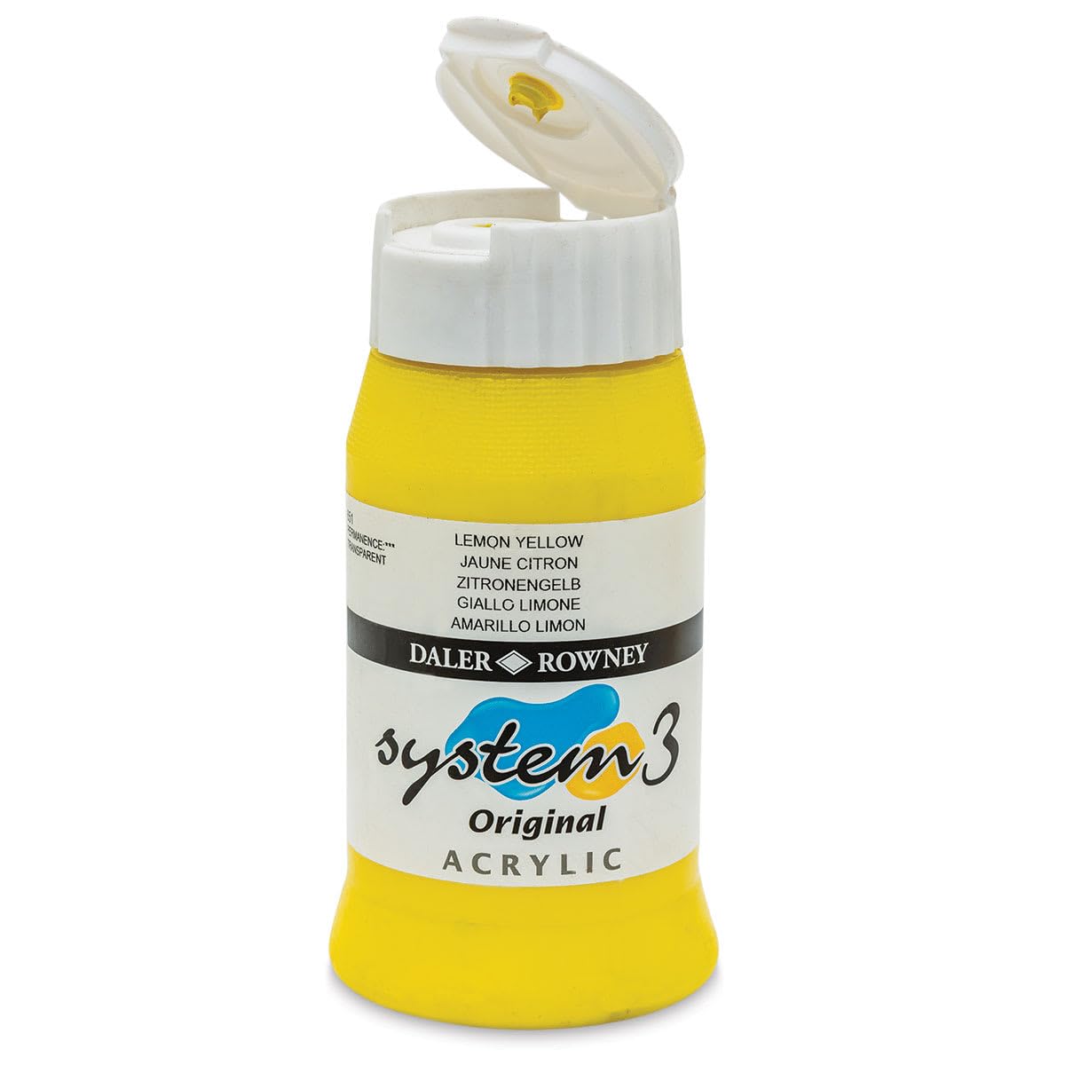 Daler-Rowney System3 Acrylic Paint, Plastic Pot, 16.91oz - 500 ml, Lemon Yellow