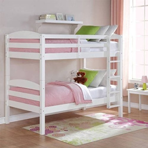 White Standard Twin Design Wood Bunk Bed