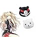 Danganronpa Pair of Junko Enoshima Plush Bear Hair Clips Set from Hope's Peak Academy Saga - White/Black
