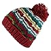 Morehats Bohemian Stripe Crochet Knit Slouchy Pom Pom Handmade Beanie Winter Ski Warm Hat