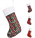 SANNO 16 inch 6 pcs Christmas Stockings with White Cuff, Gifts Bulk Hanging Stocking Plaid Stocking Craft Socks Trendy Red and Green Tartan Christmas Stocking with Snowflake Decorations