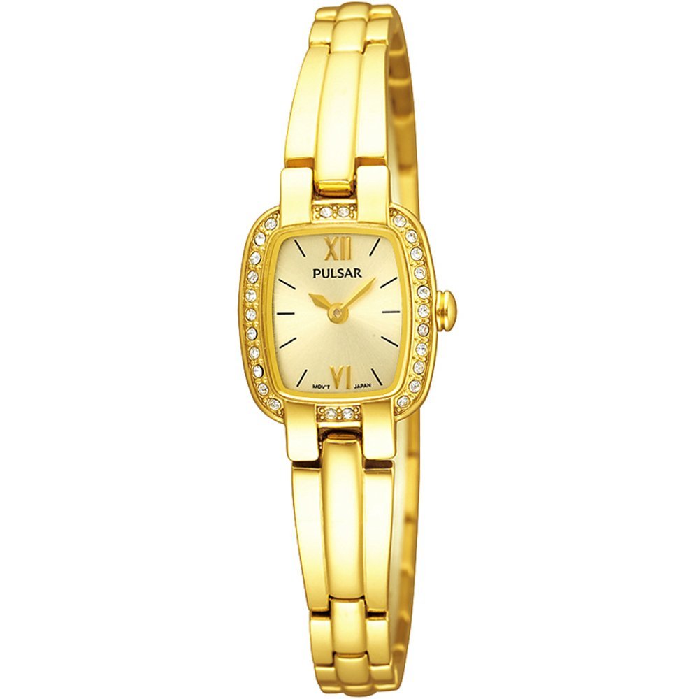 Ladies' Gold Plate, Crystal Set Bezel, Bracelet PEGF66X1