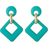 RUOFFETA Acrylic Rectangle Earrings, Fashion Acrylic Square/Oval/Hoop Statement Drop Earrings for Women