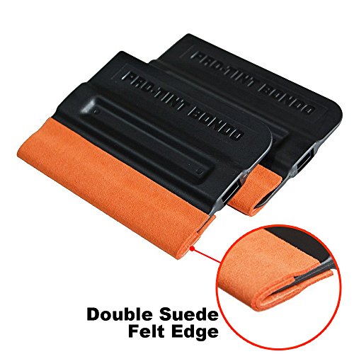 Ehdis Pro-Tint Bondo Car Squeegee Decal Vinyl Wrap Window Tint Application Tool Double Suede Soft Felt for Edge Scraper 4 Inch - 2 Pcs