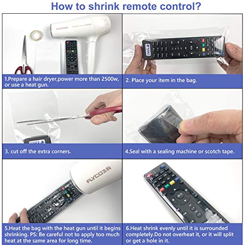 200 PCS Shrink Wrap Bags for TV Remote Control, 3.1x11 Inches Clear PVC