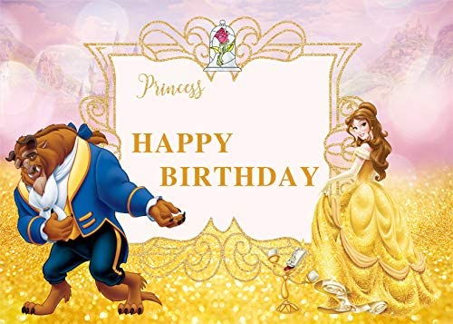Daniu 7x5ft Joyeux Anniversaire Beaute Et La Bete Fond Photo Accessoires Personnage De Dessin Anime Pincess Animal Sauvage Pour Les Enfants Studio Fete Danniversaire Electronics Photo Camera Photo