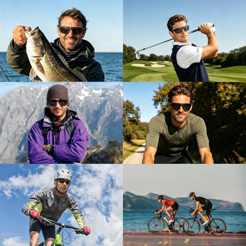 ARAS Sunglasses Men & Women Polarised for Driving, TR90 Lightweight Flexible Frame Sports Glasses, Adjustable Nose Pads, Sports Sunglasses-Men UV400 Fishing and Mountaineering