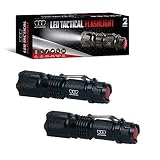Led Tactical Flashlight 2 Pack with Belt Clip - Zoomable, Water Resistant, 3 Modes, Small Mini Light - Best Everyday Carry Flashlights for Emergency, Hurricanes, Outdoor