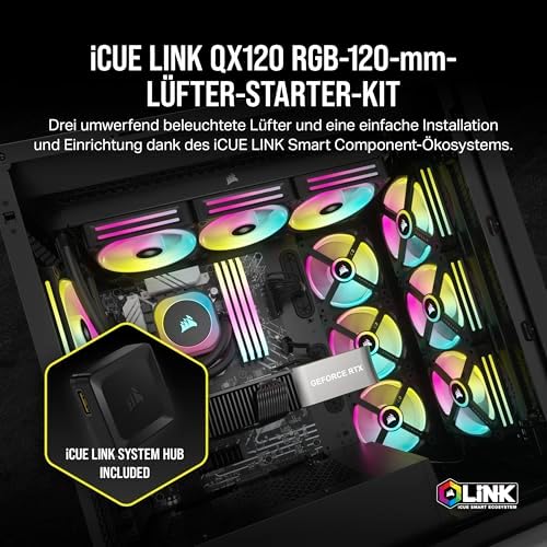 iCUE LINK QX120 RGB 120mm RGB Lüfter - Dreierpack - Schwarz