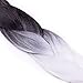 BACANA White Braiding Hair Ombre Black White 3 Packs Jumbo Braiding Hair Extension For Box Braids Senegal Twist Two Tone Ombre Color Synthetic Hair 24 Inch