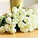 Bringsine Premium Artificial Flowers Real Touch Mini PU Tulips Bouquet Artificial Plants for Wedding Room Home Hotel Party Event Christmas Decor Cream White Set of 20