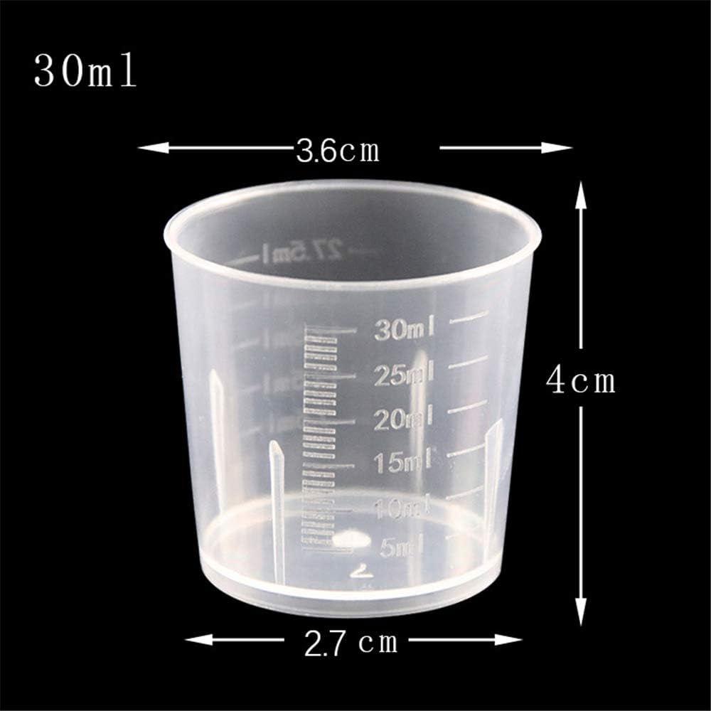 wordmouk 60 Pack 30ml Plastic Mixing Cup Measuring Cups Graduated Cups with 50 Pack Wooden Stirring Sticks Plastic Mixing Kit for Mixing Resin Paint Stain Epoxy - Image 3