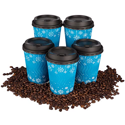 Coffee Cups with Lids 12 oz - Extra Thick Insulated Cups - Eco-Friendly and Recyclable - To Go Cups for Hot and Cold Liquids with Leak-Proof Lids and Corrugated - 50 Sets - Thumbnail 3