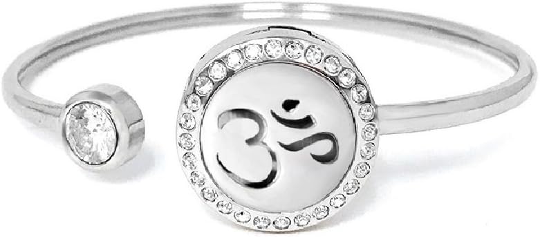 Anavia Ohm Om Aum Aromatherapy Diffuser Bangle-20mm + 12 Pad Surgical Grade Stainless Steel Jewelry