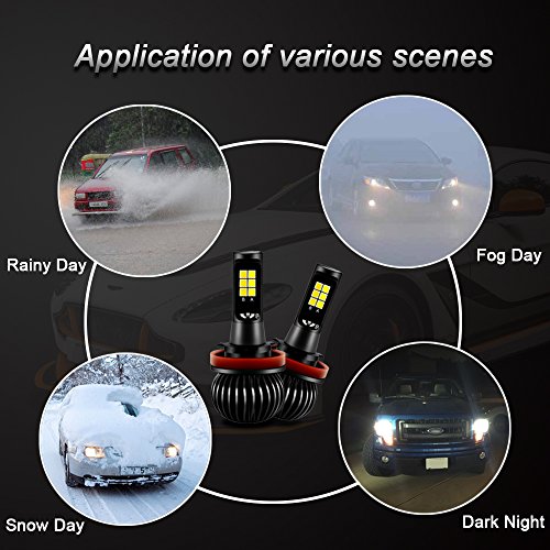 Viesyled H11 H8 H9 LED Fog Light Bulbs Dual Color White Yellow, Super Bright 70W 5000LM 3030SMD Fog Light 6000K White/3000K Yellow Replacment for Vehicle Car DRL Fog Lights - Thumbnail 3