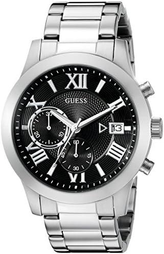 GUESS 45MM Stainless Steel Watch, Silver Tone/Black/Silver Tone