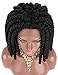 Kalyss Short Off Black Kanekalon Synthetic Twist Crochet Braids Hair Wigs for Black Women Middle Parting 100% Hand Tied Ear to Ear Lace Front Wigs,12 inches 10.58oz