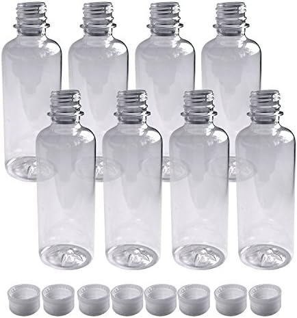 8 pack Clear Empty 8 oz FOOD GRADE BPA-free plastic bottles with Sure-Lock tamper-proof caps lids BULK Set