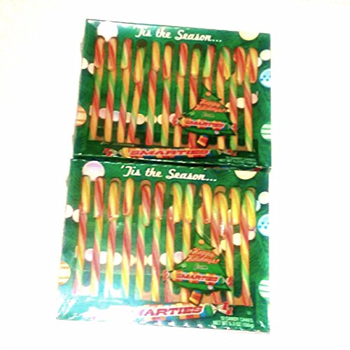 Smarties Candy Canes - 2 Packs of 12 Christmas Candy Canes - Happy Holidays