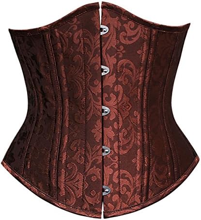 Ecilu Women's 26 Steel Boned Vintage Brocade Underbust Waist Training Steampunk Corset
