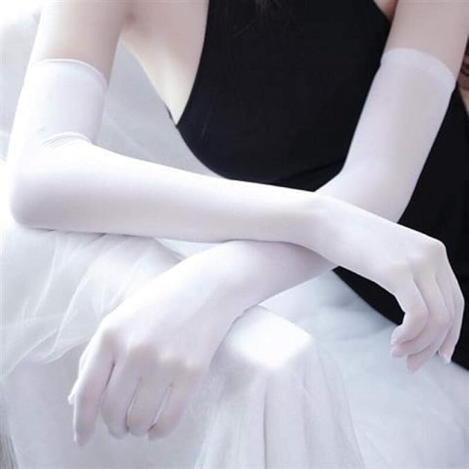 White Gloves Thin Five Finger Stockings Gloves Five Fingers Seamless