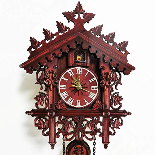 isilky Cuckoo Clock, Cuckoo Wall Clock, Roman Numerals, Black Forest, Wooden Cuckoo Clock, Black Forest, Hand-Carved Cuckoo Clock House Decoration(No Sound)