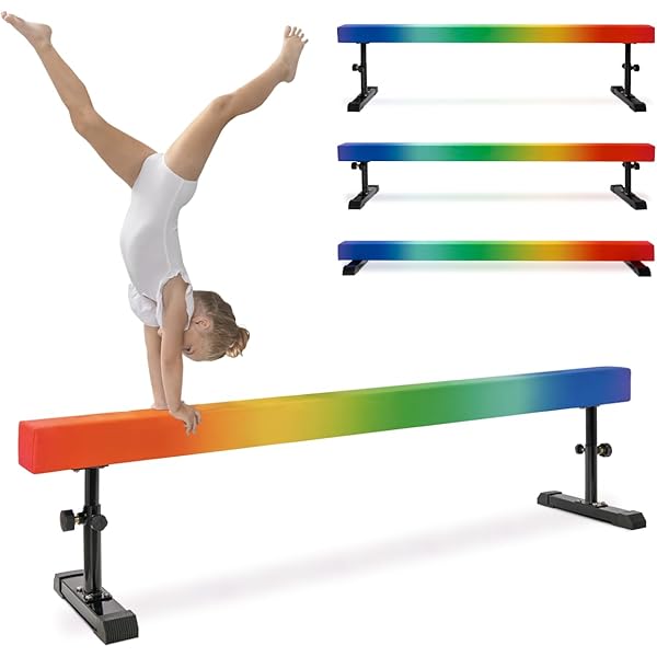 Adjustable Gymnastics Balance Beam - 8 Ft Long, Height 9" To 17", For Home & Gym Training