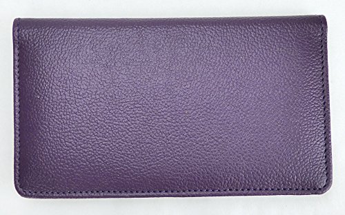 Dark Purple Textured Leather Checkbook Cover