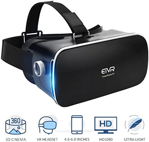 Ultra-light 3D Movies/Games VR Immersive Virtual Reality Headset with Built-in HQ Aspherical Lens, Perfect Gifts Choices Fit For 4.6-6.0 inches Smart Phones for Children And Adults