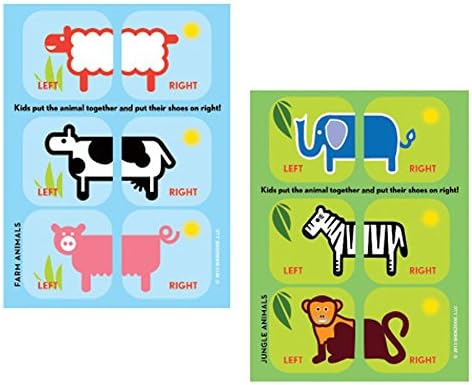 Shoezooz Educational Shoe Stickers for Kids - 2 Pack (Jungle/Farm)