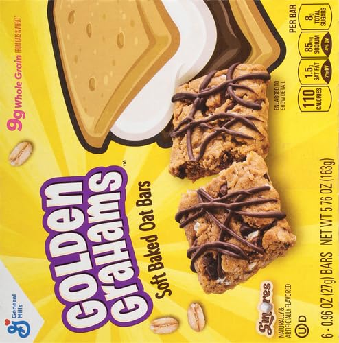 GOLDEN GRAHAMS S’MORES SOFT BAKED OAT BARS, CHEWY SNACK BARS, 6 CT