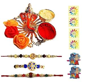 Amazon.com: Complete Indian Rakhi Thali Set/ Rakhi Platter