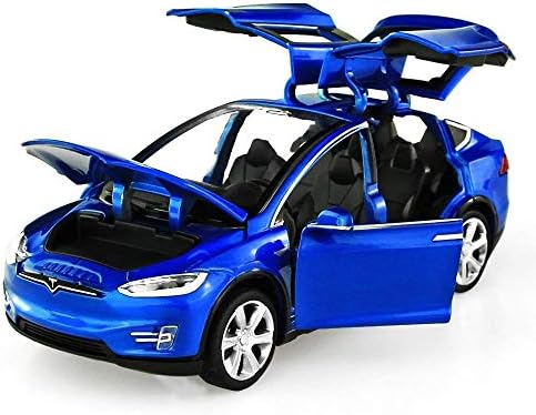 Nessere 1/32 Diecast Model Cars Tesla Toy Cars Model X 90 Alloy Pull Back with Sound & Light (Blue)