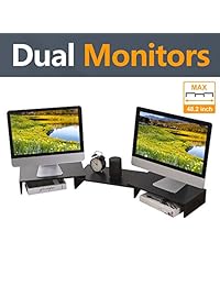 TAVR CM1009 - Soporte para monitor con 3 estantes, color negro, con longitud y ángulo ajustable, multifuncional, para ordenador, mesa, escritorio, escritorio, escritorio