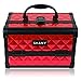 SHANY Chic Makeup Train Case Cosmetic Box Portable Makeup Case Cosmetics Beauty Organizer Jewelry storage with Locks, Multi trays Makeup Storage Box with Makeup Mirror - Ruby Red