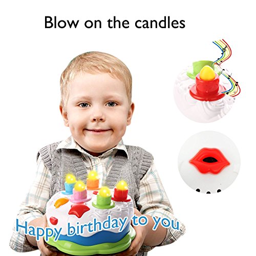 Kids Birthday Cake Toy with Candles Music Pretend Play Food