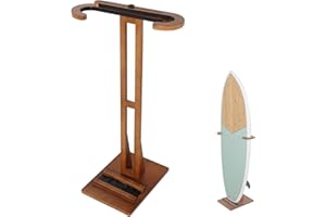 HIKULA Surfboard Stand Racks, Indoor Display Stand Shortboard and Longboard Organizer Floor-Standing Design, Storage & Display for Surfboard and Skimboard, Polished Beach Wooden