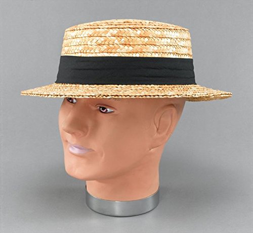Bristol Novelty BH126 Straw Boater Hat, Unisex-Adult, Beige, One Size